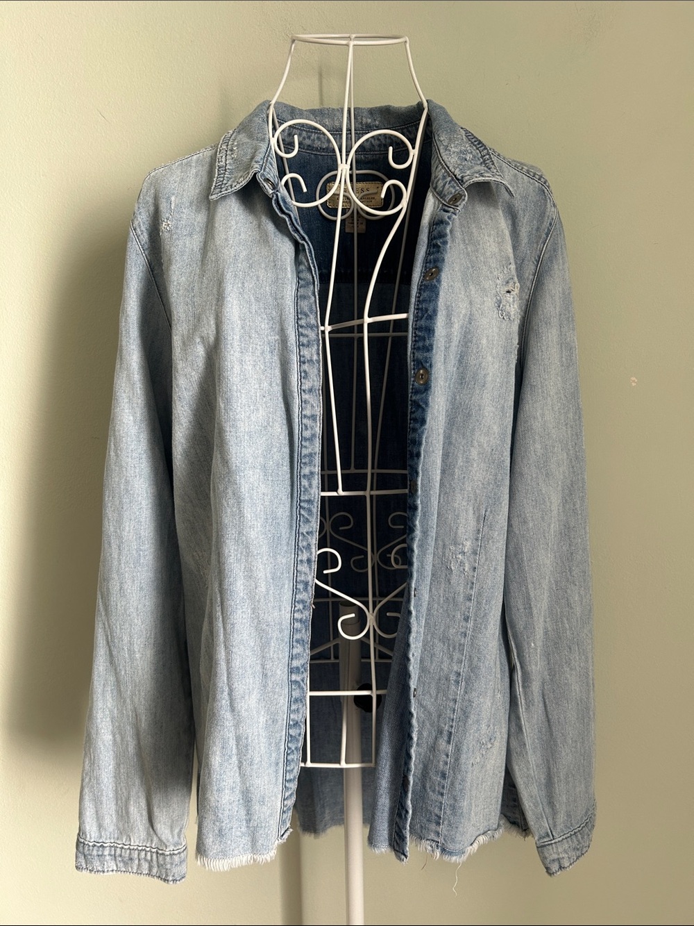 Guess Light Blue Denim Shacket Jacket - Women